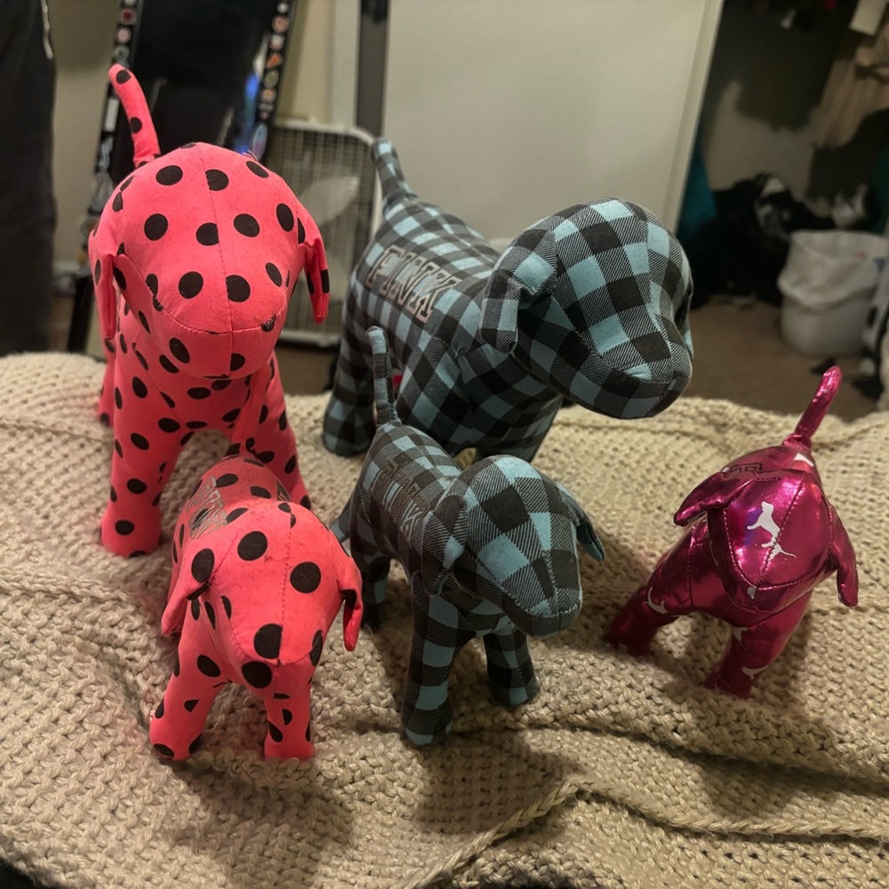 PINK Victoria's Secret Dog Figurines - Pink, Blue, and Metallic